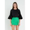 English Factory Women’s Ruffled Cotton Blend Top, S, Black, Small