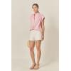 English Factory Women’s Scallop Trim RIC Rac Short Sleeve Shirt(Pink)