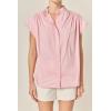 English Factory Women’s Scallop Trim RIC Rac Short Sleeve Shirt(Pink)