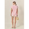 English Factory Women’s Scallop Trim RIC Rac Short Sleeve Shirt(Pink)