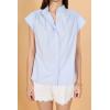English Factory Women’s Scallop Trim RIC Rac Short Sleeve Shirt(Powder Blue)