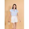 English Factory Women’s Scallop Trim RIC Rac Short Sleeve Shirt(Powder Blue)