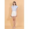 English Factory Women’s Scallop Trim RIC Rac Short Sleeve Shirt(Powder Blue)