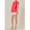 English Factory Women’s Scallop Trim RIC Rac Short Sleeve Shirt(Red)
