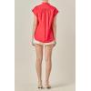 English Factory Women’s Scallop Trim RIC Rac Short Sleeve Shirt(Red)