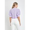 English Factory Women’s Textured Mock Neck Short Sleeve Blouse, Lavender, S
