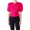 English Factory Women’s Asymmetrical Smocked Top, Magenta, XS