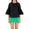 English Factory Women’s Ruffled Cotton Blend Top, S, Black, Small
