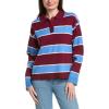 English Factory Womens Striped Polo Shirt, S, Blue