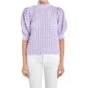 English Factory Women’s Textured Mock Neck Short Sleeve Blouse, Lavender, S