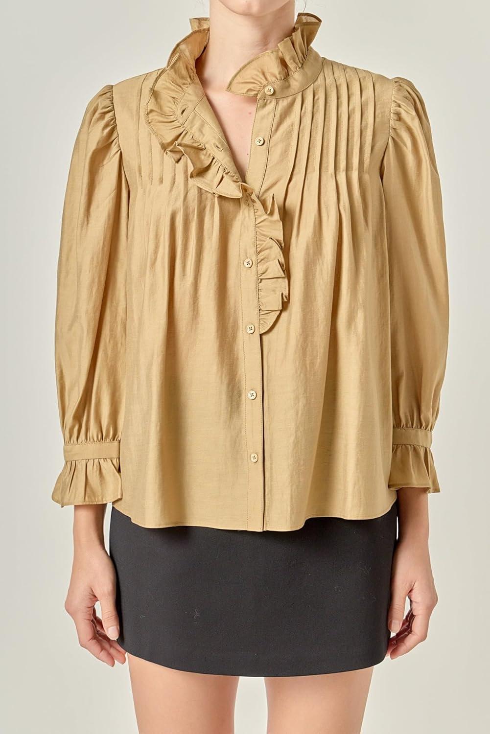 image:imageEnglish Factory Womens Ruffle Detailed BlouseOlive