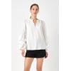 English Factory Women Blouson Sleeve Blouse, White, M