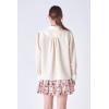 English Factory Women Silky Shirt with Poplin Combo Collar, Ivory, M