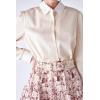 English Factory Women Silky Shirt with Poplin Combo Collar, Ivory, M