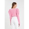 English Factory Women’s Puff Sleeve Knit Top, Pink/White, XS