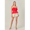 English Factory Women’s Sweet Scallop Strapless Top(Red)