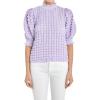 English Factory Women’s Textured Mock Neck Short Sleeve Blouse, Lavender, M