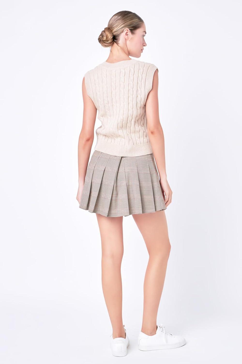 image:imageEnglish Factory Womens Cable Knit Chunky Vest Oatmeal S