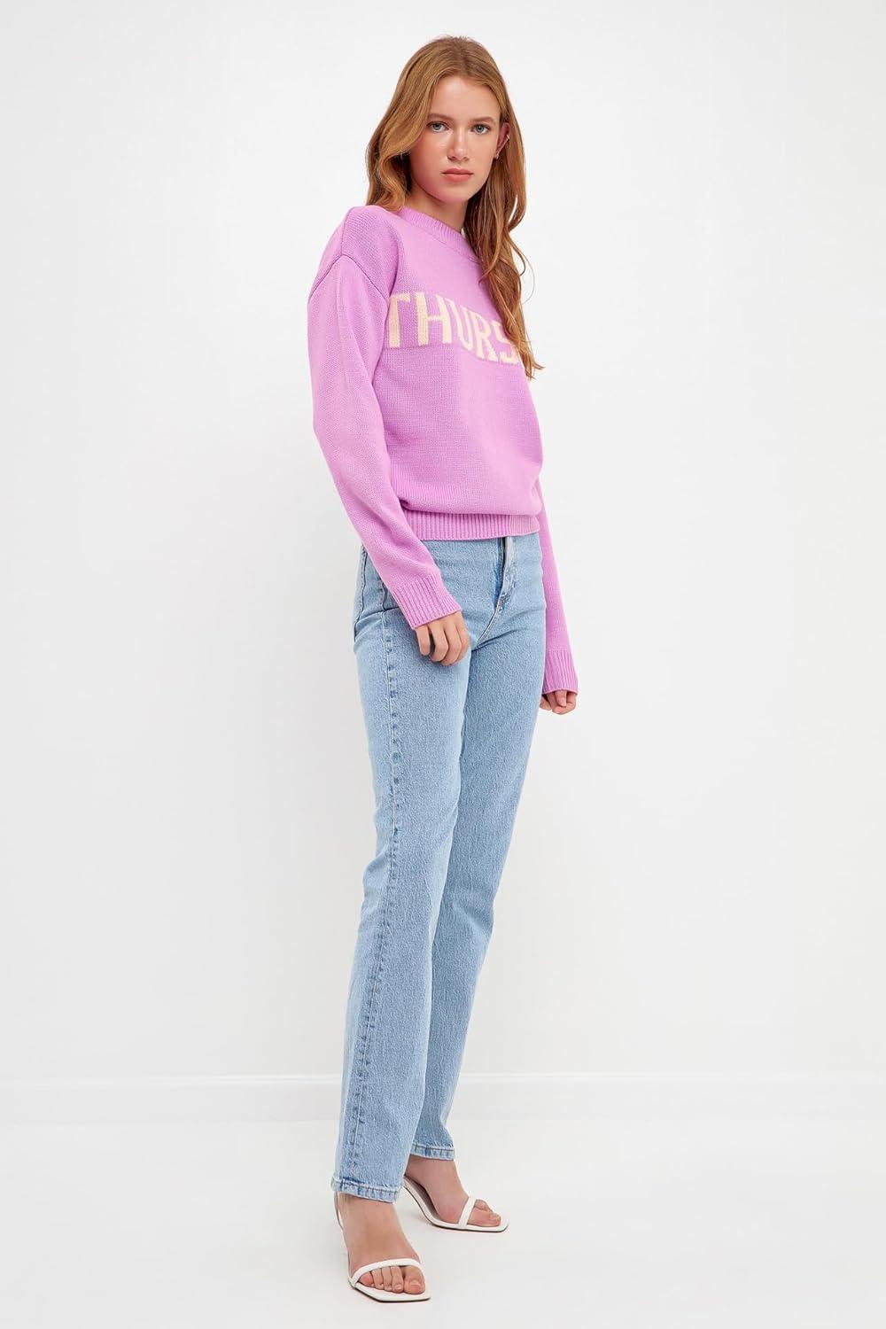 image:imageEnglish Factory Womens Week Motif Sweater Lavender XS