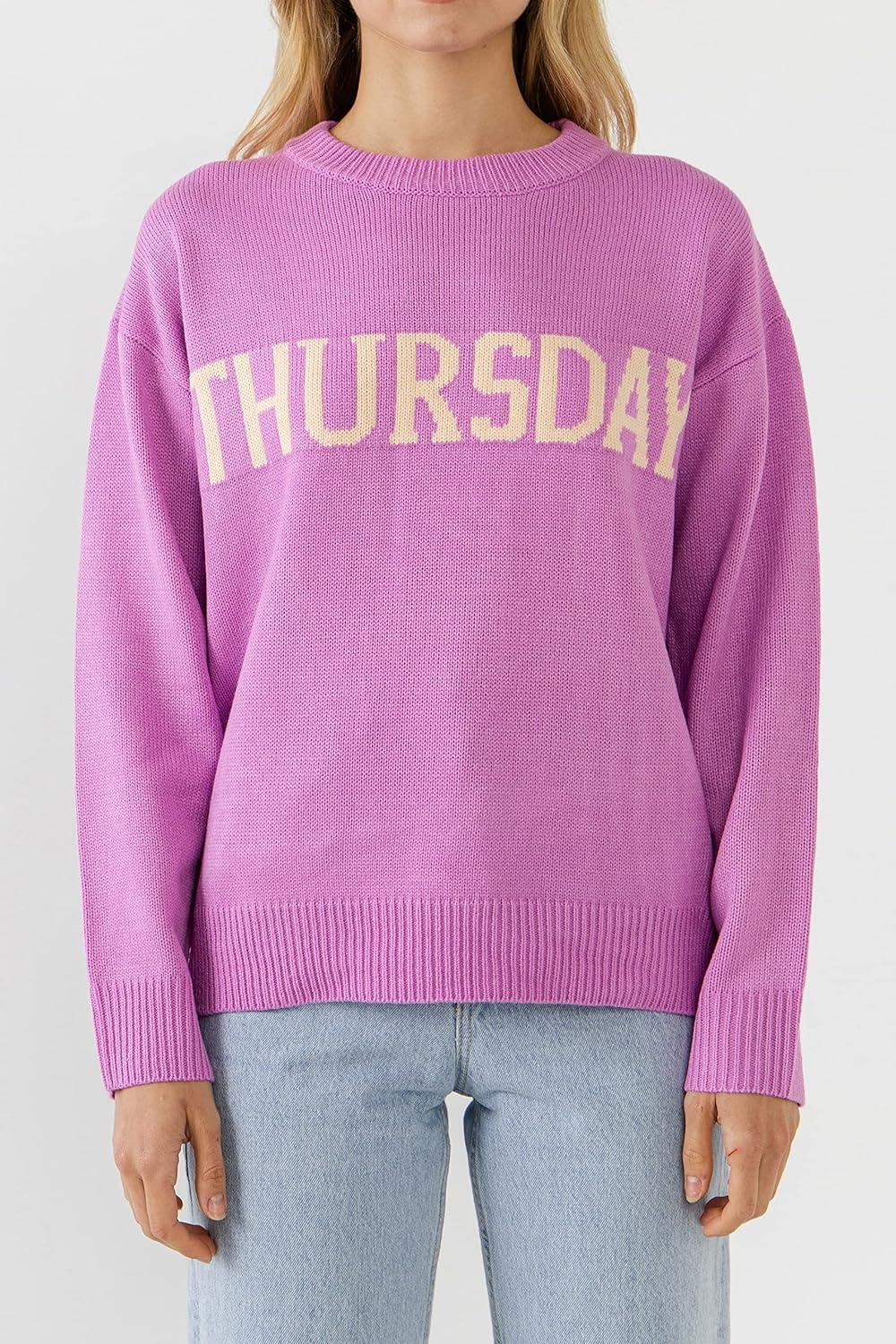 image:imageEnglish Factory Womens Week Motif Sweater Lavender XS