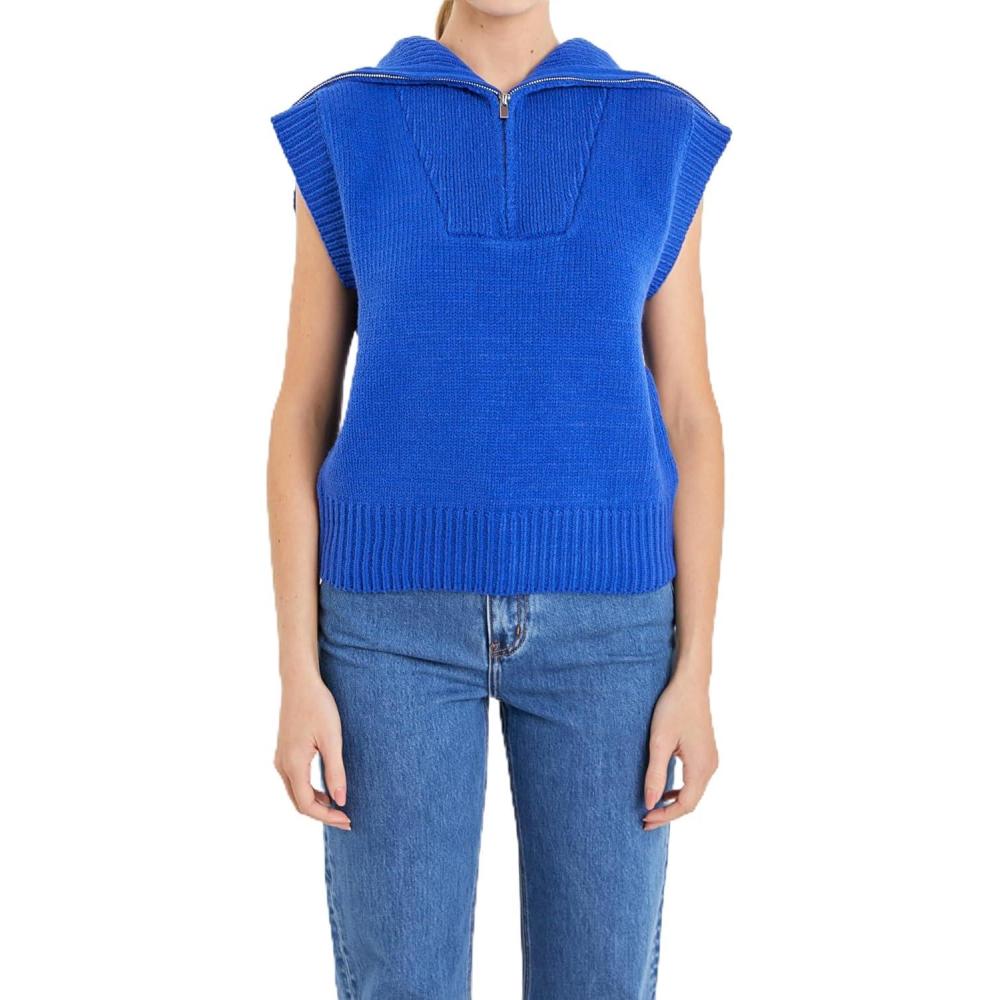 image:imageZipup Mock Neck Knit Sweater by ENGLISH FACTORY