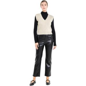 English Factory Women’s Cable Knit Chunky Vest, Oatmeal, S