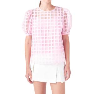 English Factory Women’s Poplin Puffed Sleeve Top(Pink)
