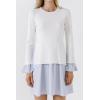 English Factory Women’s Poplin Combo Knit Dress(White)