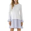 English Factory Women’s Poplin Combo Knit Dress(White)