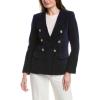 English Factory Womens Structured Lapelless Textured Jacket, Xs, Blue