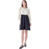 English Factory Women’s Textured Baby Doll Dress, Ivory/Black, M