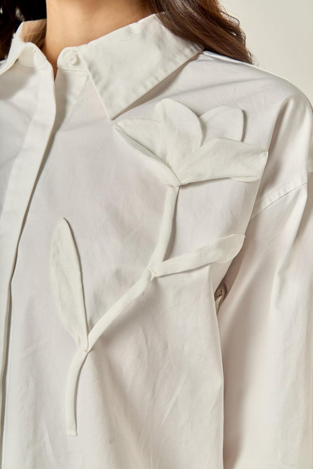 image:imageEnglish Factory Womens Appliqued Accent ShirtWhite
