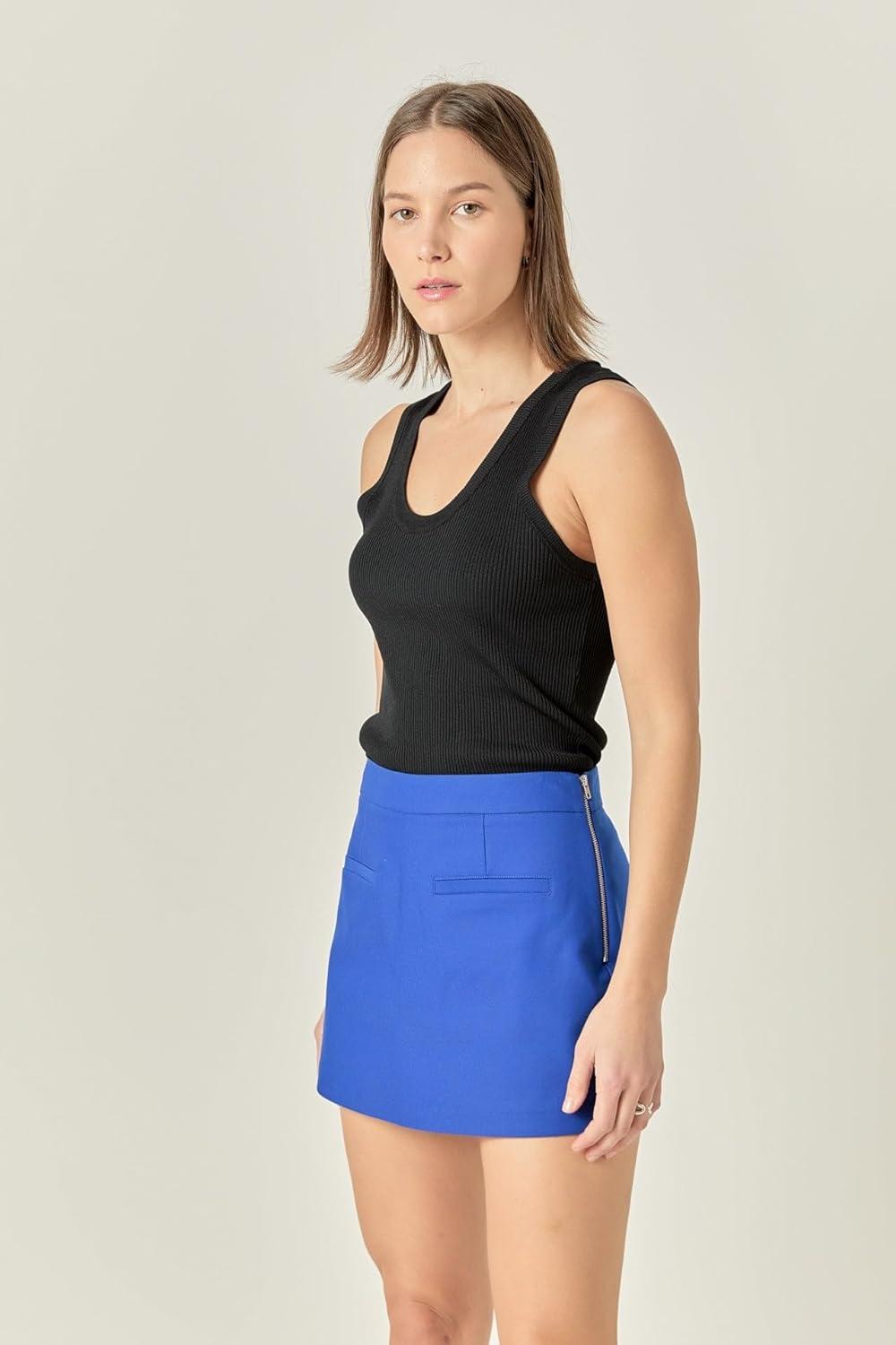 image:imageEnglish Factory Womens Front Welt Pockets SkortRoyal Blue