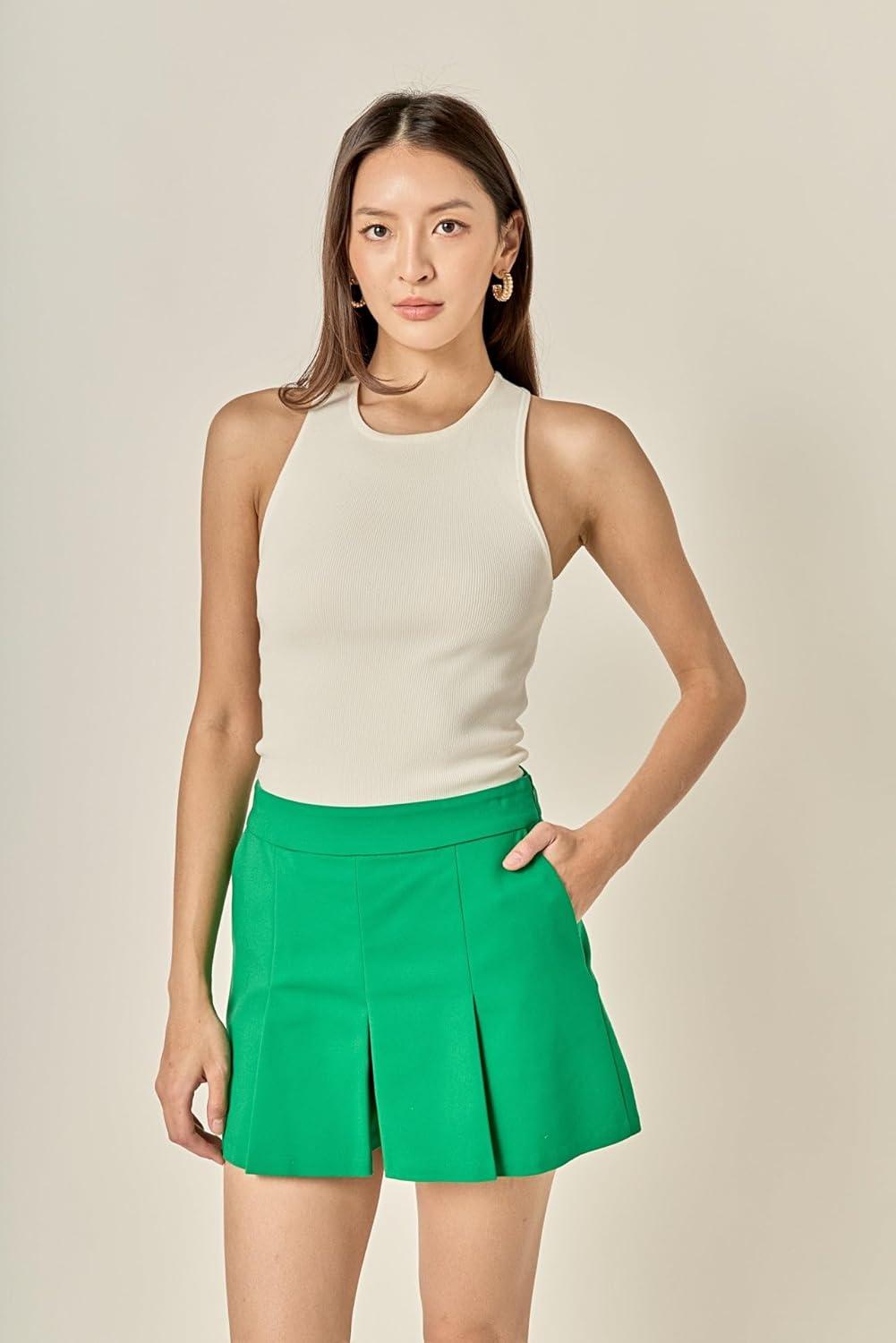 image:imageEnglish Factory Womens Pleated Mini SkortGreen