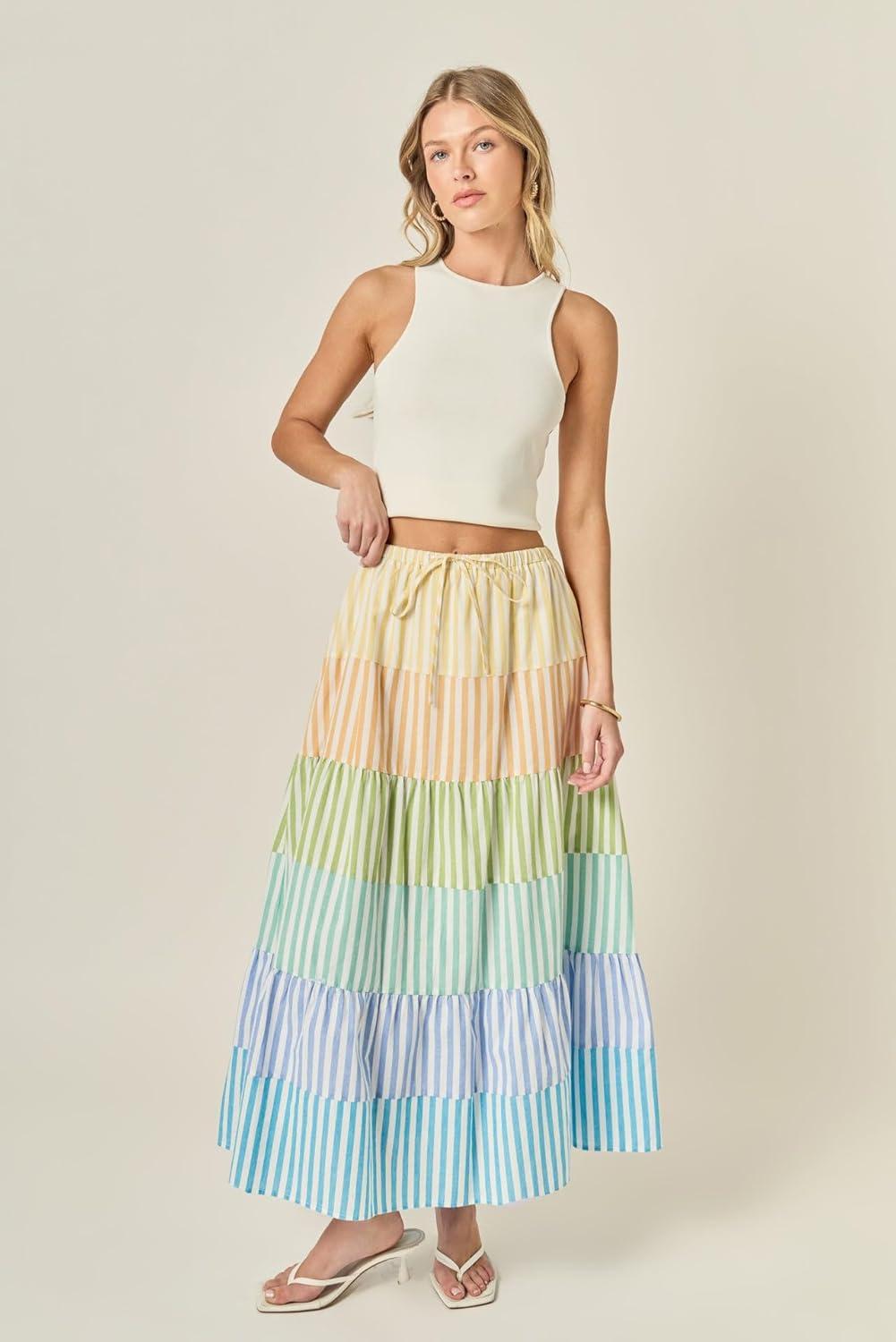 image:imageEnglish Factory Womens The Pastel Tier SkirtMulti