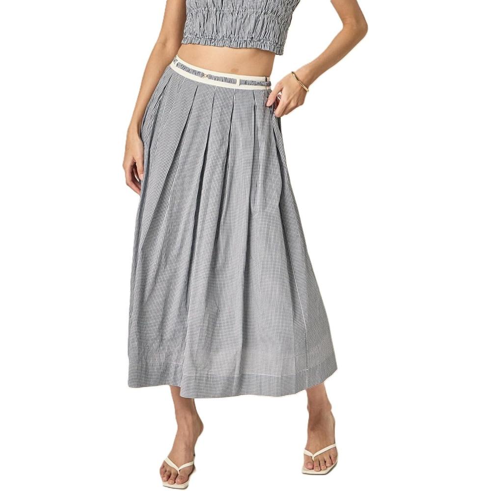 image:imageEnglish Factory Womens Colorblock Plaid SkirtBlue