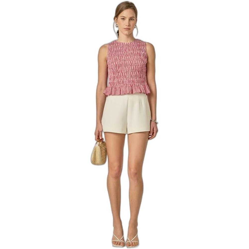 image:imageEnglish Factory Womens Pleated Plaid VestRed