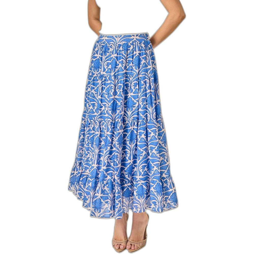 image:imageEnglish Factory Womens Print Midi SkirtBlue