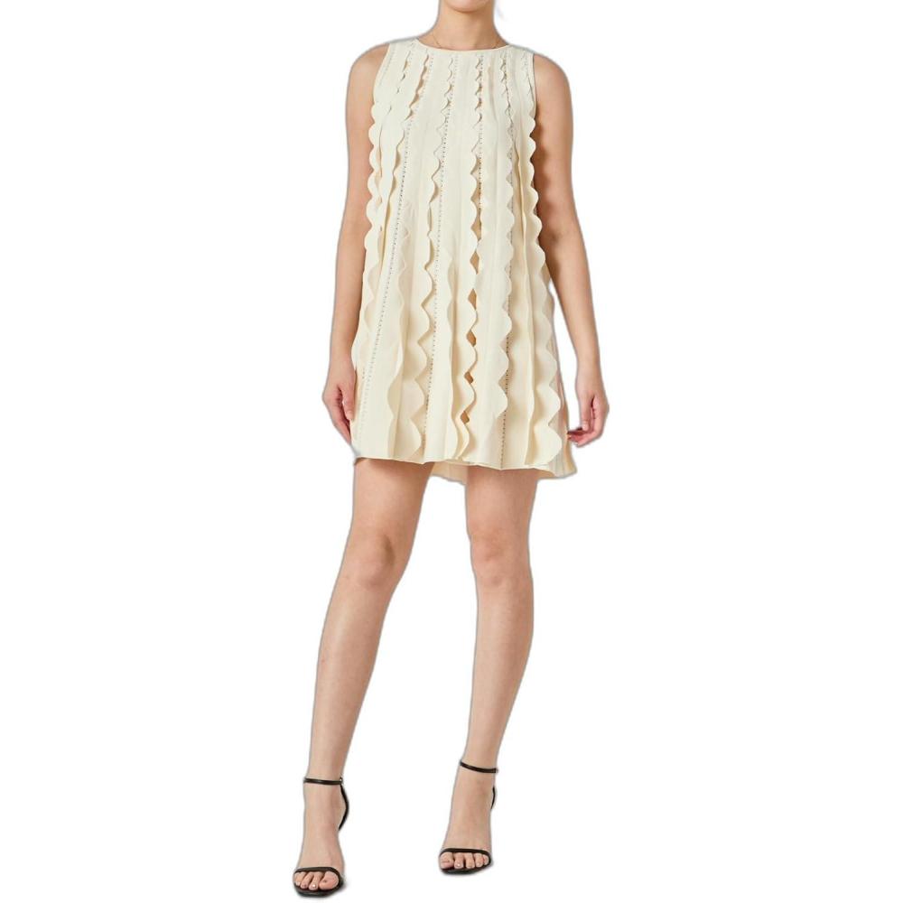 image:imageEnglish Factory Womens Ruffled Edge Detail Mini DressCream