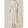 English Factory Women’s Balloon Sleeve Blouse with Pearl(White)