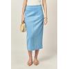 English Factory Women’s Faux Suede Midi Skirt(Slate Blue)