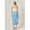 English Factory Women’s Faux Suede Midi Skirt(Slate Blue)