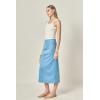 English Factory Women’s Faux Suede Midi Skirt(Slate Blue)