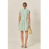 English Factory Women’s Striped Pleated Shoulder Shirt Mini Dress(Green Stripe)