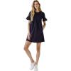 Ruffle Mini Dress with Mixed Media, Short Sleeves by ENGLISH FACTORY(Navy)
