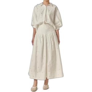 English Factory Women’s Balloon Sleeve Blouse with Pearl(White)