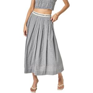 English Factory Women’s Colorblock Plaid Skirt(Blue)