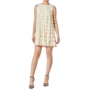 English Factory Women’s Ruffled Edge Detail Mini Dress(Cream)