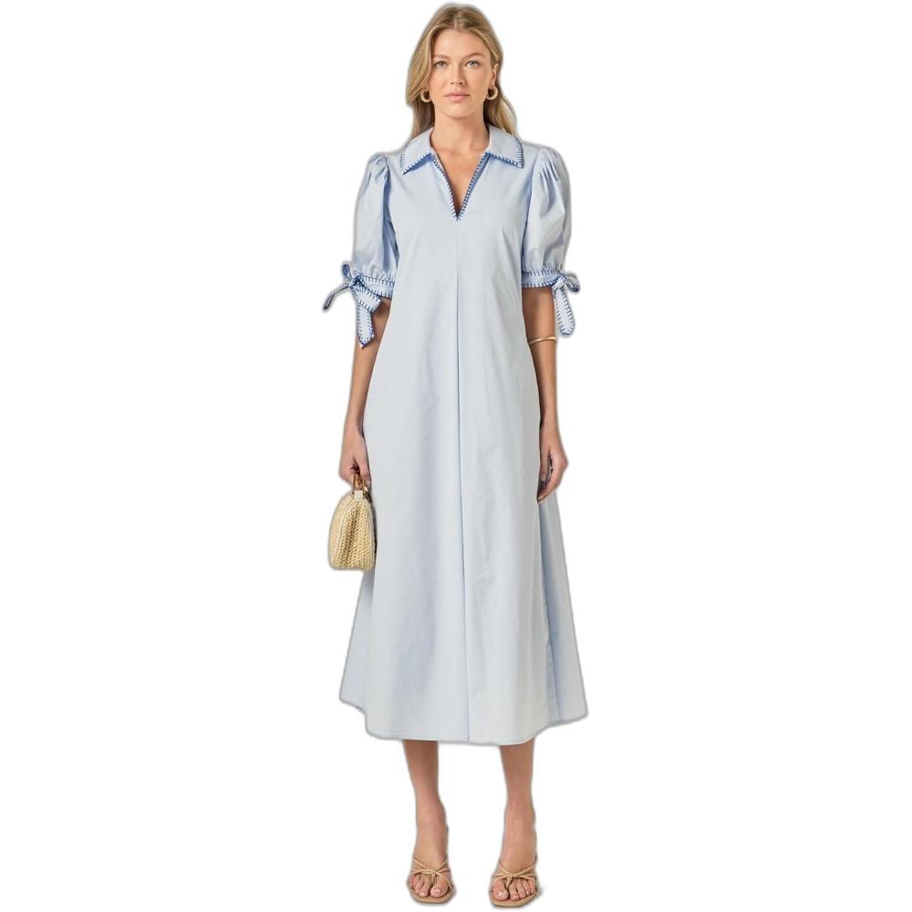 image:imageEnglish Factory Womens Stitch Detailed Midi DressSky BluePurple