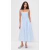 English Factory Women’s Checked Smocked Midi Dress(Powder Blue)